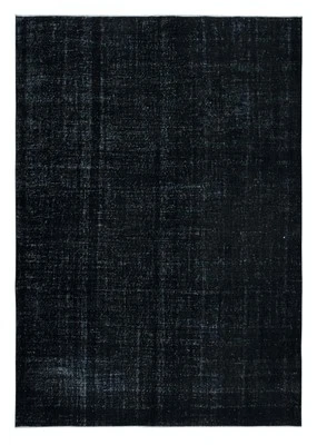 6.8x10 Ft Vintage Wool Area Rug Overdyed in Black Color, Hand-Knotted in Turkey - Image 1 of 4