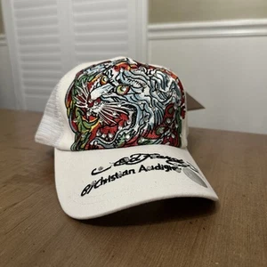 Ed Hardy Hat Cap Snap Back Tiger Embroidered Mesh Trucker Christian Audigier Men - Picture 1 of 9