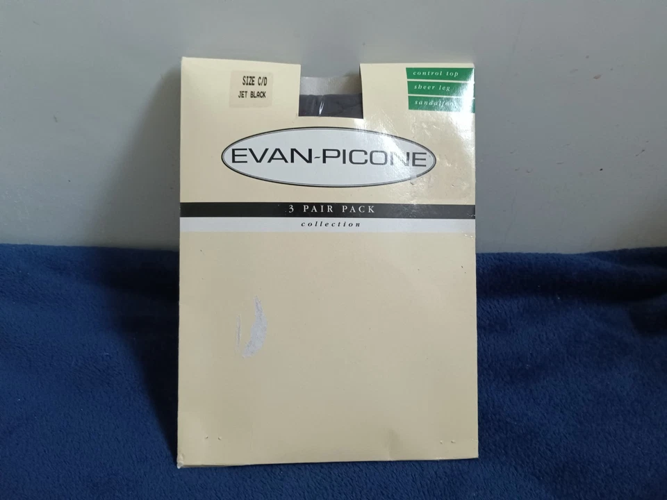 Nuevo paquete de 3 pares de sandalias con control Evan-Picone, talla C/D, pantimedias negras azabache Foto 1 de 1