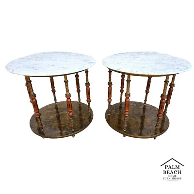 Mesas laterais italianas vintage mármore Carrera - Imagem 1 de 4