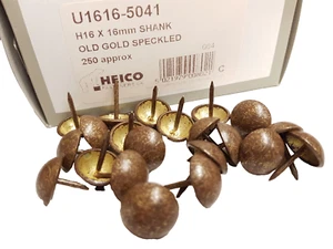 250 Oro Viejo Moteado 16mm Tapicería Uñas Grandes Tachuelas Muebles Heico - Imagen 1 de 4