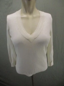 Neu mit Etikett Ann Taylor Größe S Damenpullover weiß V-Ausschnitt 100 % Pima-Baumwolle Stretch 183 - Bild 1 von 11