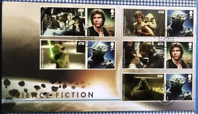 20.10.2015 Star Wars FDC Smilers, Han Solo, Yoda, Jedi Master, Falcon, Dooku - Image 1 of 4