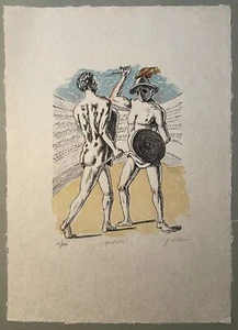 Giorgio De Chirico Gladiatori,1969 Hand Signed By The Artist on Japon iii/xxv - Picture 1 of 6