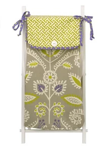 Hamper Bag with Frame Baby Girl Floral Lattice Polka Dot Gray Grey Purple Green - Picture 1 of 5