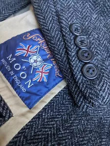 Jcrew Hunting Unconstructed MOON Wool Tweed ENGLAND elbow Blazer Jacket 40L - Picture 1 of 7