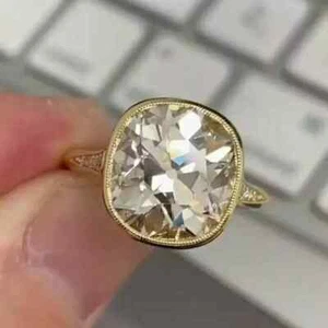 2Ct Cushion Cut Lab-Created Diamond Halo Engagement Ring 14k Yellow Gold Plated - Picture 1 of 6
