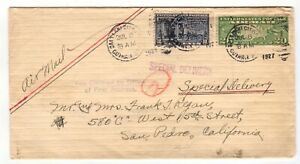 1927 SPECIAL DELIVERY (#E12a), Airmail (#C9), Salt Lake, UT to San Pedro, CA