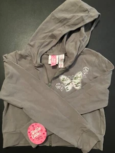 Dottie Loves Cropped Hooded LS Jacket w/ Camo Butterfly Child's Size M 7-8 Olive - Picture 1 of 6