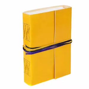 Lemon Yellow 3-string Leather Journal - Fair Trade and Handmade - 2nd Quality - Picture 1 of 4