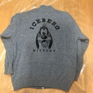 ICEBERG HISTORY DISNEY GOOFY Driver's Knit Full Zip Sweater GRAY SIZE XL - Picture 1 of 11