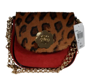 Eric Javits Women Crossbody Bag Red Suede Calf Hair On A Chain Handbag Purse - Picture 1 of 11