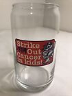 MLB Boston Red Sox Portland Sea Dogs Strike Out Cancer Glass Mug Cup 5.25”