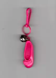 Vintage 1980s Plastic Bell Charm Pink and Black Ballet or Flat Shoe - Picture 1 of 3