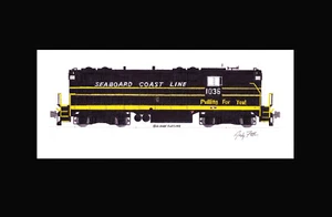 Seaboard Coast Line GP9 #1036 11""x17"" estampado enmarañado firmado por Andy Fletcher - Imagen 1 de 1