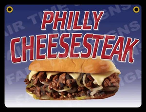 PHILLY STEAK SIGN-Rimorchio in concessione, supporto, ristorante 12" x 17" PVC - Foto 1 di 2