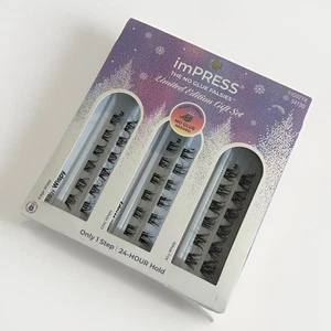 KISS IMPRESS Holiday Gift Set Self Adhesive Eyelashes Wispy 16 mm No Glue Falsie - Picture 1 of 2