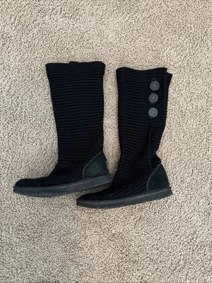 UGG Zapatos Mujeres Negro Clásico Cardy Tejido Suéter Hasta la Rodilla Botas de Invierno Talla 8 Foto 1 de 4
