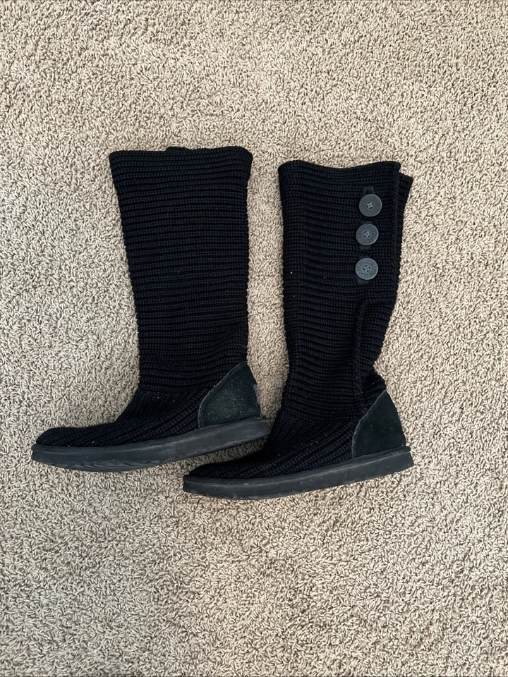UGG Zapatos Mujeres Negro Clásico Cardy Tejido Suéter Hasta la Rodilla Botas de Invierno Talla 8 Foto 1 de 4