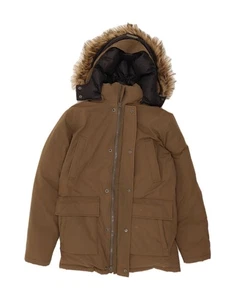 SCHOTT Mens Hooded Padded Jacket UK 38 Medium Khaki Nylon AS15 - Picture 1 of 6