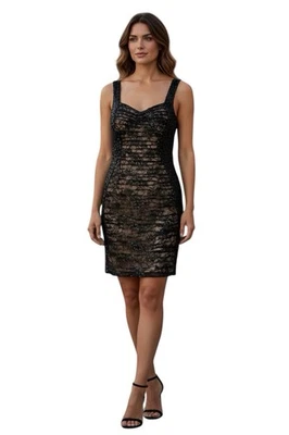 Vestido ceñido al cuerpo de cóctel con lentejuelas de encaje negro talla 6 de La Femme Foto 1 de 4