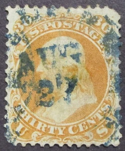 US Scott #71 1861 Franklin 30 cents Orange USED F/VF Date cancel (inv-A31d) - Picture 1 of 2