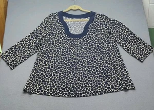 Susan Graver Blouse Top Plus Size 3X Animal Print 3/4 Sleeve Stretch - Picture 1 of 4