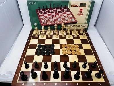 Juego de ajedrez y damas Wegiel Torneo de madera Nº 6 - Tablero de madera Foto 1 de 4
