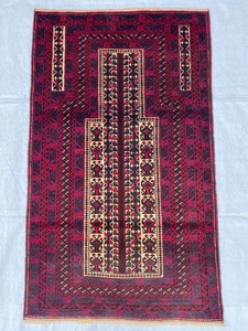 3x5 Fuß Afghanischer Handgeknüpfter Vintage Antik Baluchi Stamm Traditioneller Wollteppich - Bild 1 von 22