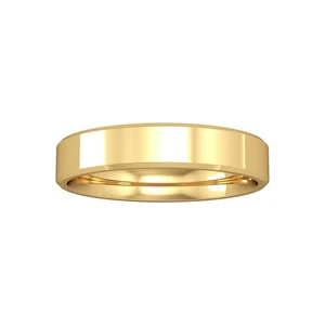 18ct Gold Jewelco London 4mm Flat-Court Bevelled Wedding Band Ring - Picture 1 of 3