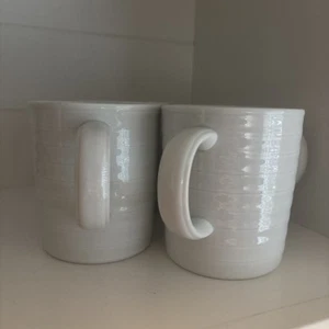 Crate & Barrel Solid White Mugs Coffee Cups 4 In~ 10 oz~ Made In Indonesia~SET 2 - Picture 1 of 7