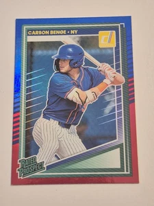2025 Donruss #158 Carson Benge Red and Blue New York Mets - Picture 1 of 2