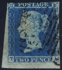1841 2d Blue Pl 4 TA Huge with small part Plate Number 4 - Picture 1 of 1