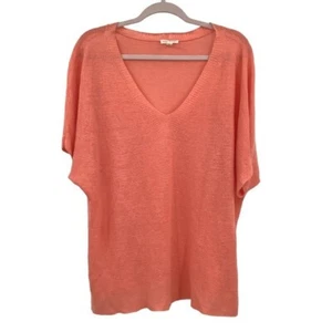 Eileen Fisher Linen Top Womens Medium Orange Organic Linen Oversized Lagenlook - Picture 1 of 11
