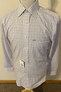 NEW Stafford Multi Color Windowpane Travel Easy Care Button Front Shirt 15 32-33