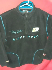 Chase Authentics Nascar Fleece Pullover Mens size M black Ricky Rudd #28 vtg - Picture 1 of 7