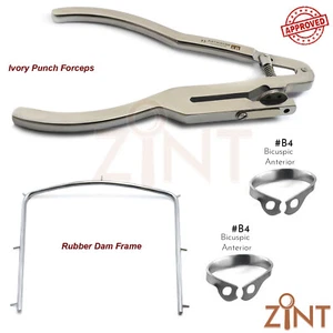 Endodontie Gummi Dam Kit Zahnpinzette Elfenbein Locher Rahmen Brinker B4 Klemmen X4 - Bild 1 von 3