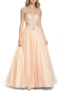 MAC DUGGAL CUTOUT PERLEN OBERTEIL BLUSH BALLKLEID KLEID Gr. 8 - Bild 1 von 8