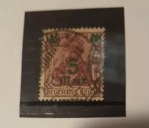 stamp - germany - 1921 - used - weimar republic surch- 5m on 75pf - lot 712 - Picture 1 of 2