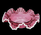 FENTON Brides Basket Ruffled Cranberry White Crested Replacement Glass Bowl