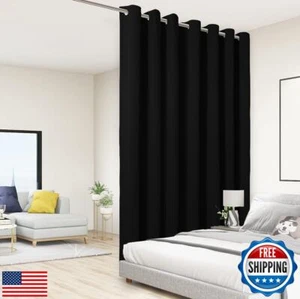 BONZER Extra Wide Room Divider Curtain Total Privacy Wall Noise Reducing Blac - Picture 1 of 5