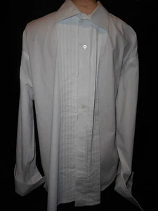 Ralph Lauren Mens Pleated Front French Cuffs Dress Shirt White Sz 3XL 18 1/2-36 - Picture 1 of 9