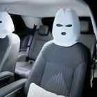 Spoof Car Seat Headrest Masked Knitted Headgear Halloween Auto Decoration (White
