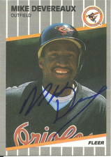Mike Devereaux Baltimore Orioles Personally Autographed  Card