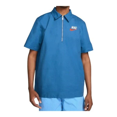 NIKE SPORTSWEAR OVERSHIRT RETRO 1/2 HALF ZIP MARINA BLUE DM5283-407 MENS SIZE M - Image 1 of 4