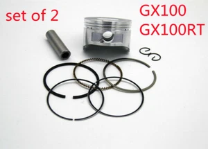 2pk Piston&Ring Pin Fit Honda Engine GX100 GX100RT GX100U EU2000I 13010-Z0D-0000 - Picture 1 of 7