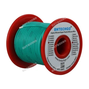 18 Gauge Flexible Silicone Wire Green 100 feet 600V 200 deg C Tinned Copper Wire - Picture 1 of 6