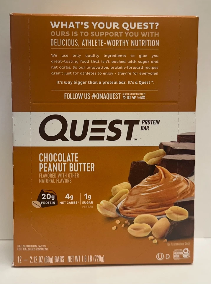 Quest Chocolate Peanut Butter Bars - 20g Protein - 12 Count (Best By: 12/21/25) - Image 1 of 1