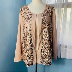 NWT GAP Rose Gold Sequined Open Front Jacket Size XL - Picture 1 of 5