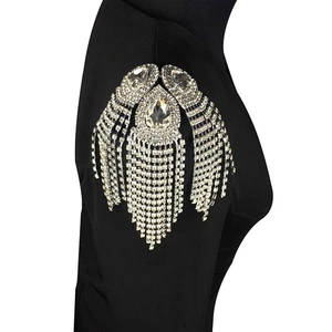 Beaded Diamond Waterdrop Design Patches Crystal Fringe Tassel Rhinestones Sho... - Bild 1 von 6